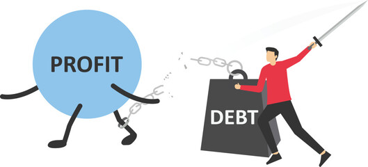 Cost reduction, cut expense to increase profit, improve business profitability by reduce spending, decrease investment fees, businessman using scissors to cut heavy cost burden and let profit run.

