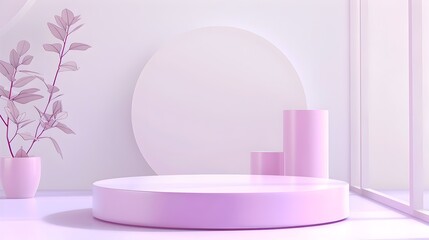 Pink and Purple 3D Illustration of Modern Interior Design