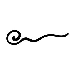 Hand drawn curly swish icon vector illustration, paint brush design element of swash, swoosh, swoosh underline swirl squiggle stroke illustration 