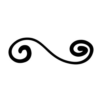Hand drawn curly swish icon vector illustration, paint brush design element of swash, swoosh, swoosh underline swirl squiggle stroke illustration 