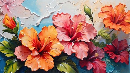 hibiscus background wallpaper with acrylic texture, hd wallpaper hibiscus flowers