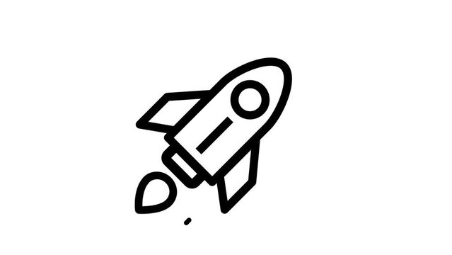 Animated rocket icon. Alpha channel, transparent background. 4K resolution