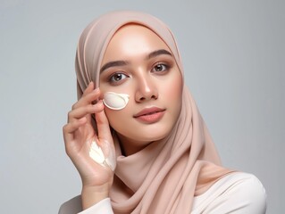 portrait of a woman with a cream on their face