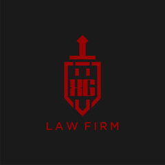 XG initial monogram for law firm with sword and shield logo image