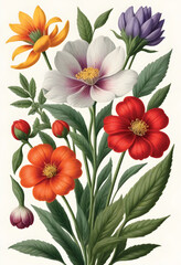 Fototapeta na wymiar vector vintage floral art print