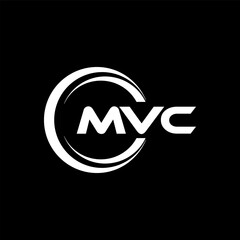 MVC letter logo design with black background in illustrator, cube logo, vector logo, modern alphabet font overlap style. calligraphy designs for logo, Poster, Invitation, etc.