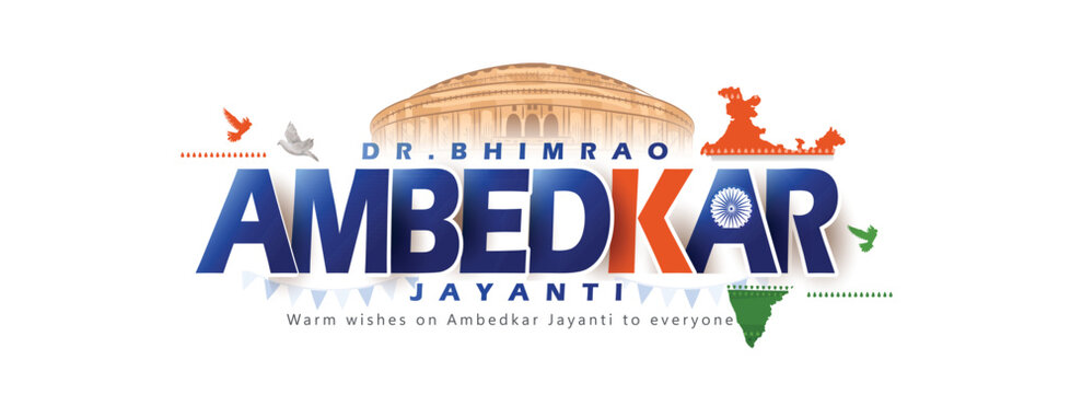Dr.Bhimrao ambedkar Jayanti poster,header,wiTh Parliament House sketch Indian Babasaheb day celebration vector Illustration.
