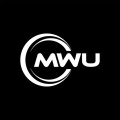 MWU letter logo design with black background in illustrator, cube logo, vector logo, modern alphabet font overlap style. calligraphy designs for logo, Poster, Invitation, etc.