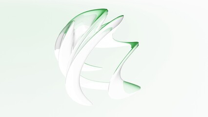 Fototapeta na wymiar moderne geschmeidige weiß grüne abstrakte Figur, Design, Hintergrund, Geometrie, Wirbel, Kurven, hellgrün 
