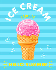 Ice cream cone. Creative vector illustration for poster, banner, card, menu
- 758981587