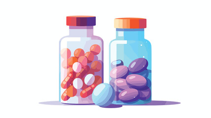 Icon of pills vitamins and medical medicine vial.