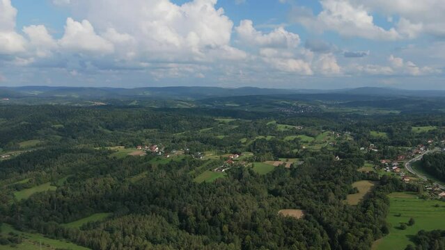 Beautiful Panorama Mountains Lesko Aerial View Poland