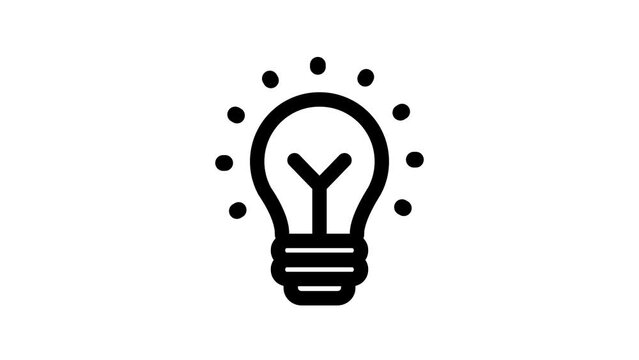 Light Bulb icon animation. Alpha channel, transparent background. 4K resolution