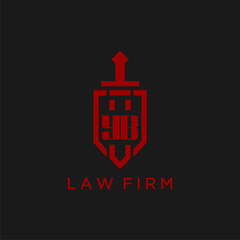 YB initial monogram for law firm with sword and shield logo image