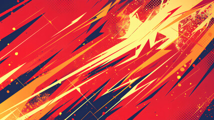 stream of red lightning strikes, half vintage comic book pattern