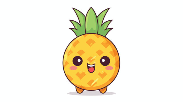 kawaii pineapple cartoon character  flat vector isolated