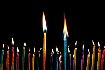 birthday candles on black background