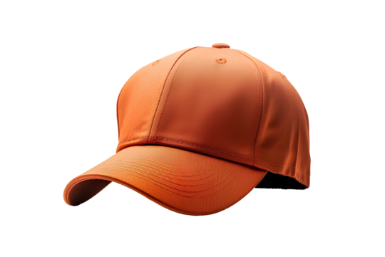 orange baseball cap mockup  isolated on transparent background