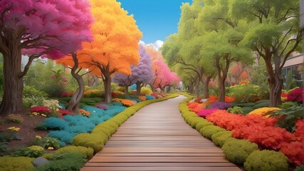 "Tranquil Trail: colorful Baby Park's Fence-lined Pathway"