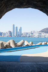 sea view from the cave at busan beach