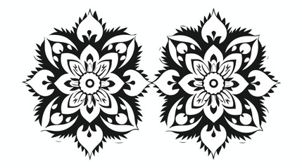 Mandala vector and line art. Black and white flower