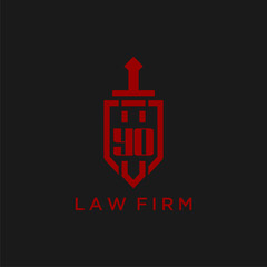 YO initial monogram for law firm with sword and shield logo image