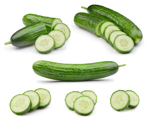 Cucumber isolated on white background with clipping path