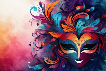 Fototapeta premium Abstract background banner with mask for carnival. Copy space for your text. 