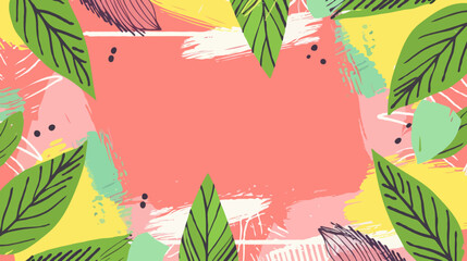 Fototapeta na wymiar Cartoon mint frame flat lay background with copy space in cute funky summer colors