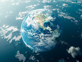 Fototapeta premium Hyperrealistic 3D Globe: Stunning Depiction of Earth from Space with Desaturated Tones