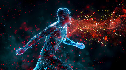 Analyzing Cognitive Load Data of Soccer Players Against Black Background - obrazy, fototapety, plakaty