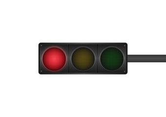 Traffic light with Red Light. Vector Illustration Isolated on White Background. 