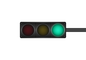 Traffic light with Green Light. Vector Illustration Isolated on White Background. 