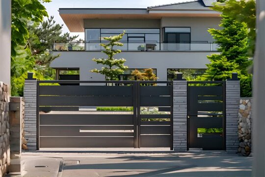 Modern House With Driveway and Gate