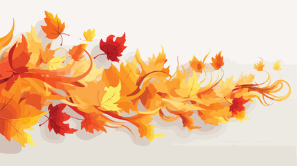October Vector Background with Golden Falling Leaves