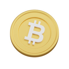 Golden Bitcoin Coin in Minimal Design 3d Icon