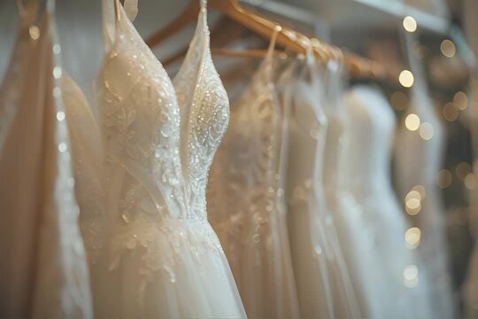 Array of Wedding Dresses on Display