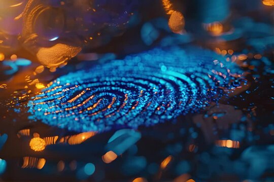 Blue Fingerprint on Glass Surface