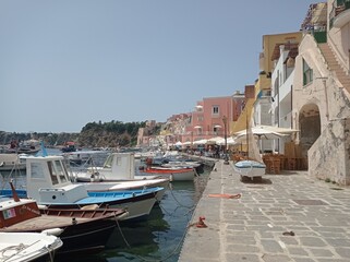Marina di Corricella, the oldest fishing village on the Procida Island, Gulf of Naples, Italy
