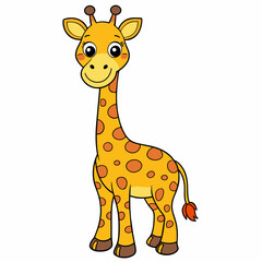 Fototapeta premium giraffe, mascot, pet, cartoon, pretty, cute, draw, art, wildlife, character, vector, illustration