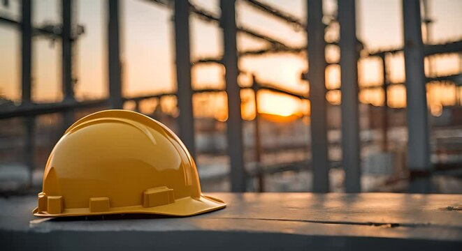 Safety helmet on a construction site.