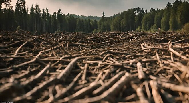 Deforestation in the forest.
