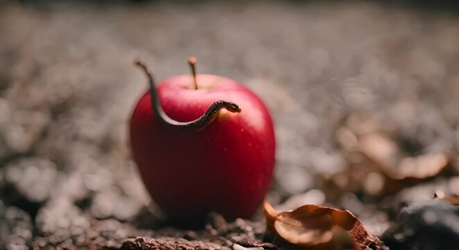 Worm in an apple.