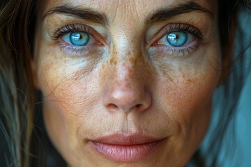 Close Up of Woman With Blue Eyes