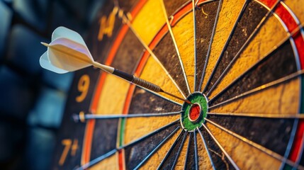 Darts arrows in the target center of dartboard, Business success concept