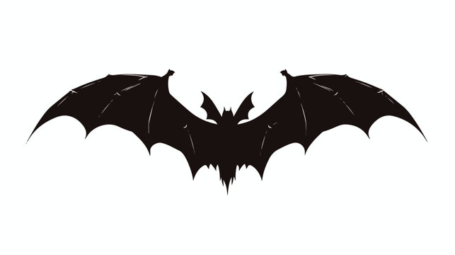 Silhouette Bat. Scary Bat Halloween. flat vector isolated