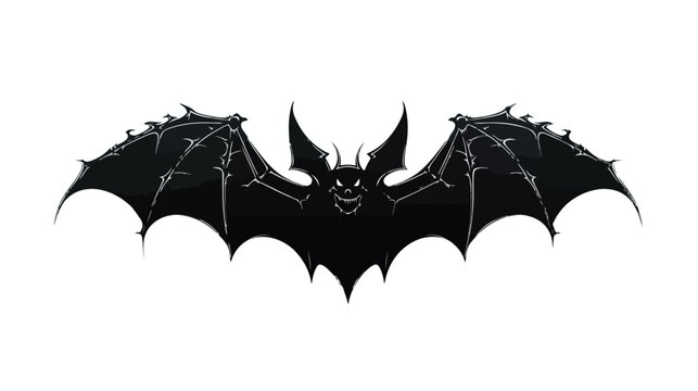 Silhouette Bat. Scary Bat Halloween. flat vector isolated
