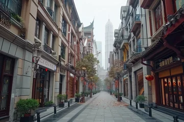 Deurstickers Cement street financial downtown shanghai travel  © MuhammadSajid