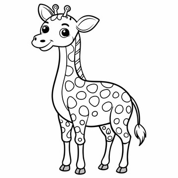 giraffe drawing using only lines, line art to color and paint. Children's drawings.
