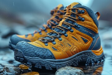 Yellow and Blue Hiking Boots